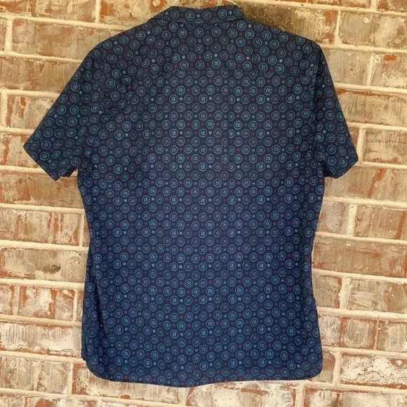 Axist Navy Blue Geometric Medallion Button Down Shirt - Picture 7 of 9